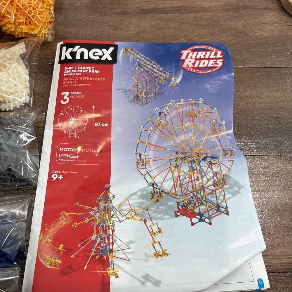 K'NEX 3-In-1 Classic Amusement Park 744 As Is Missing 2 O Rings And Motor Not Te
